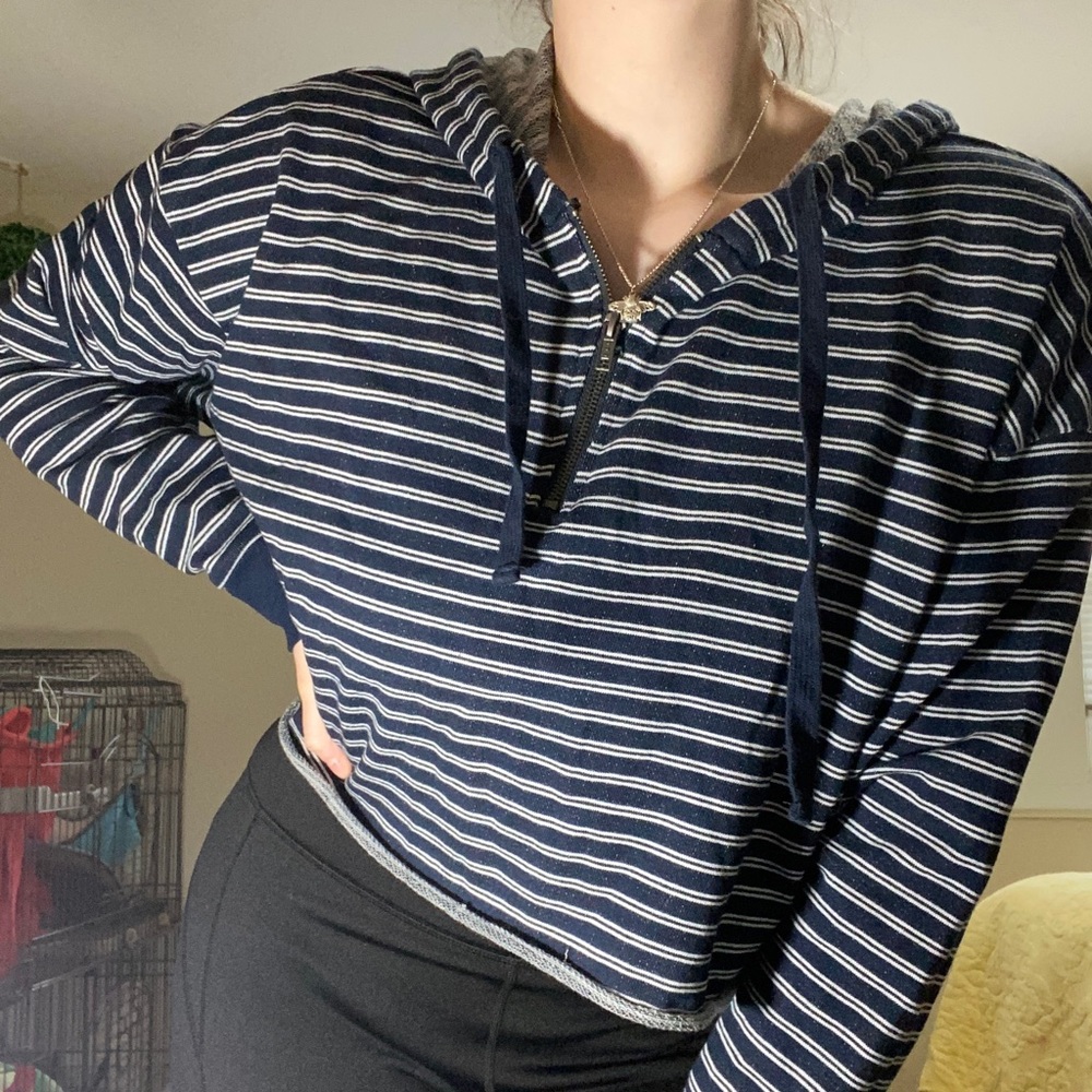 Navy Cropped Hoodie
